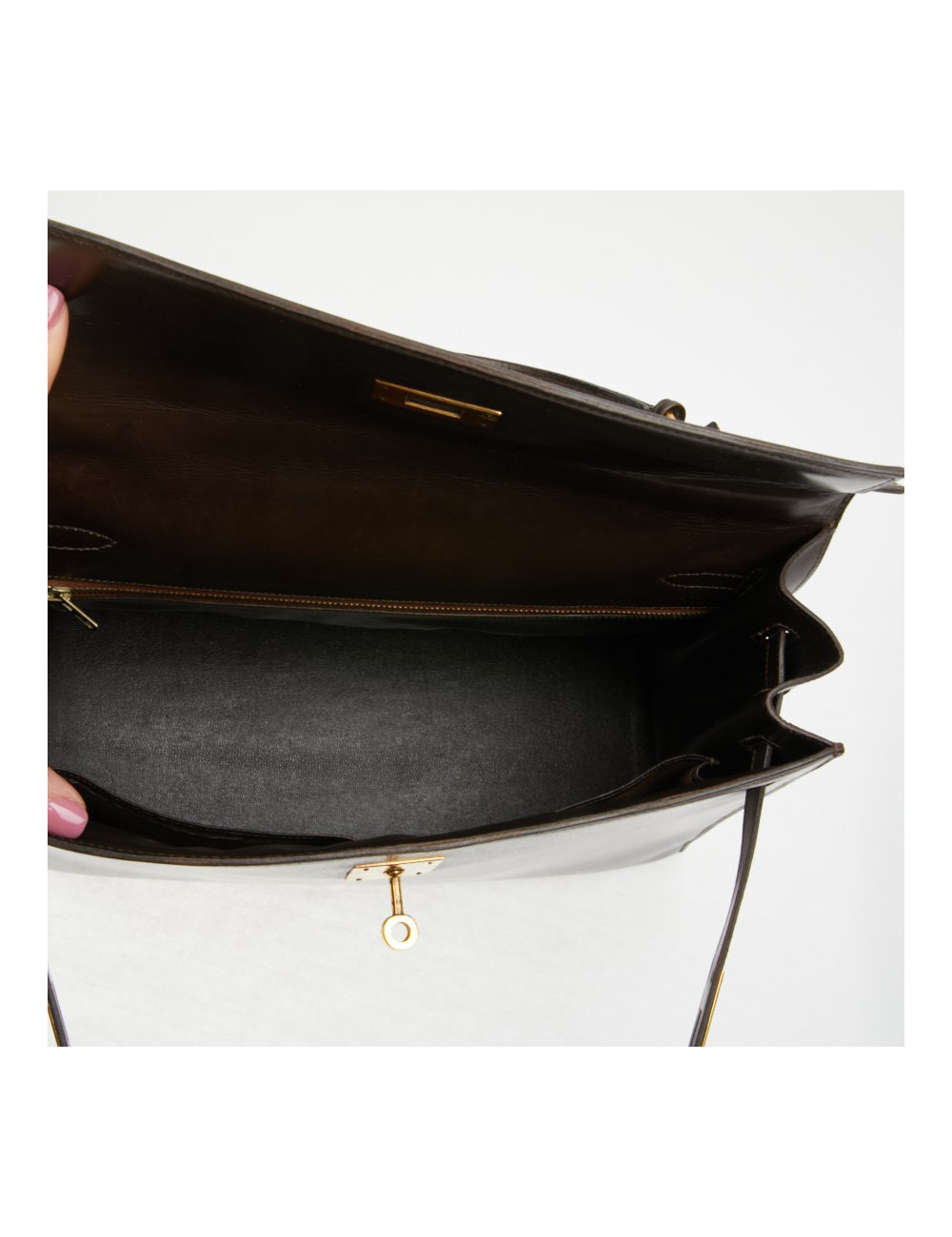 Kelly 32 marron box Hermès vintage