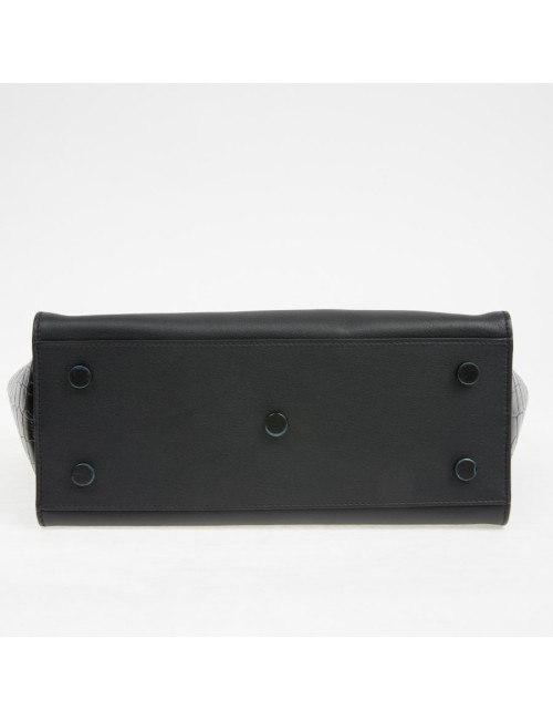 Sac Yves Saint Laurent Downtown Baby cuir noir imitation croco