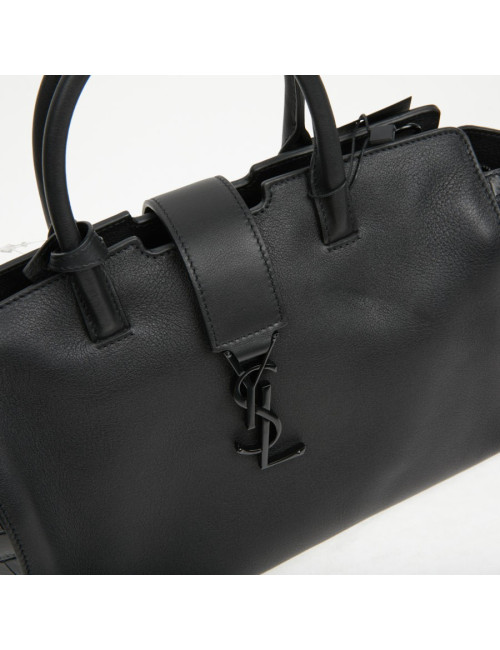 Sac Yves Saint Laurent Downtown Baby cuir noir imitation croco