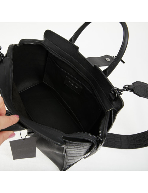 Sac Yves Saint Laurent Downtown Baby cuir noir imitation croco