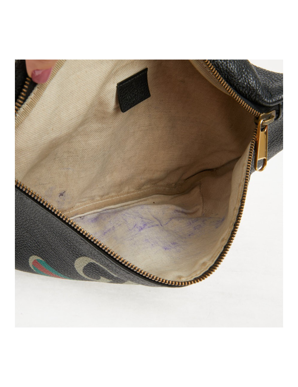 Ceinture banane Gucci noir grainé