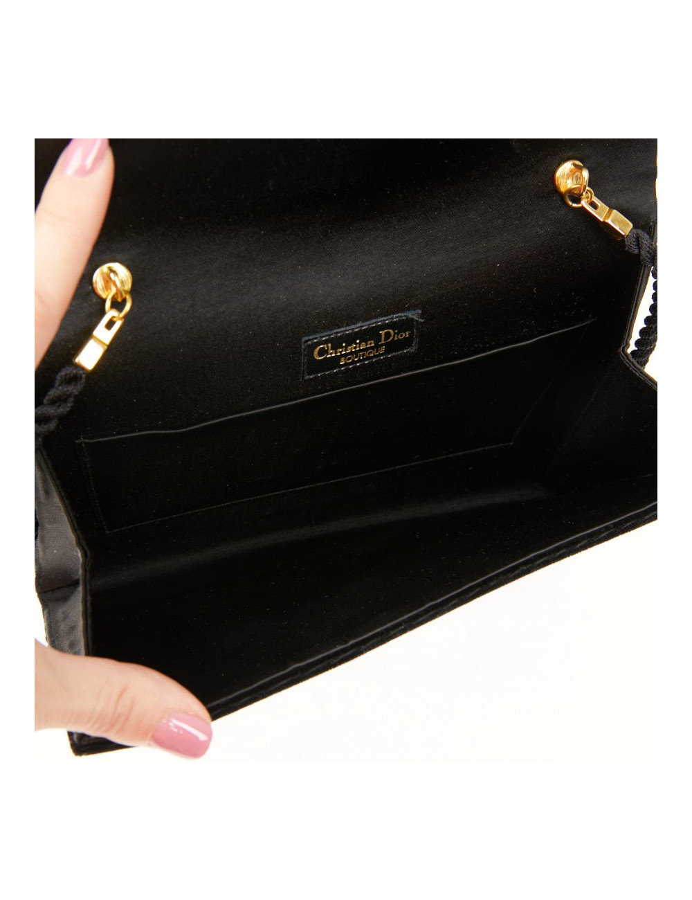 Sac pochette Christian Dior velours noir vintage