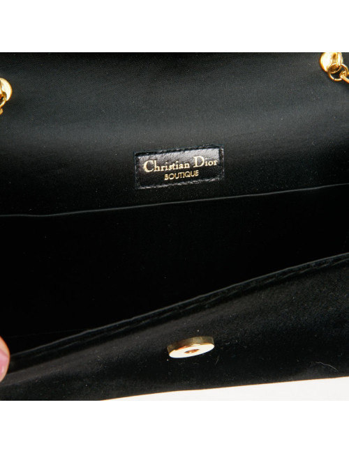 Sac pochette Christian Dior velours noir vintage