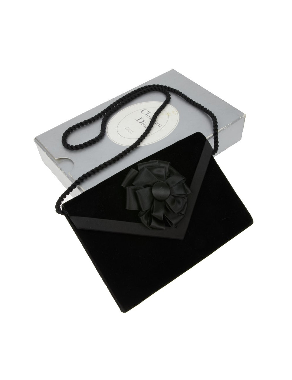 Sac pochette Christian Dior velours noir vintage