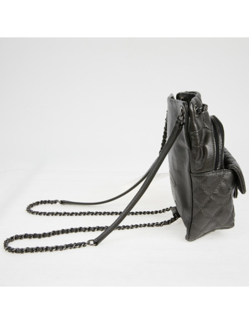 Mini sac à dos CHANEL cuir gris anthracite 