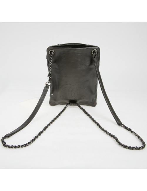 Mini sac à dos CHANEL cuir gris anthracite 