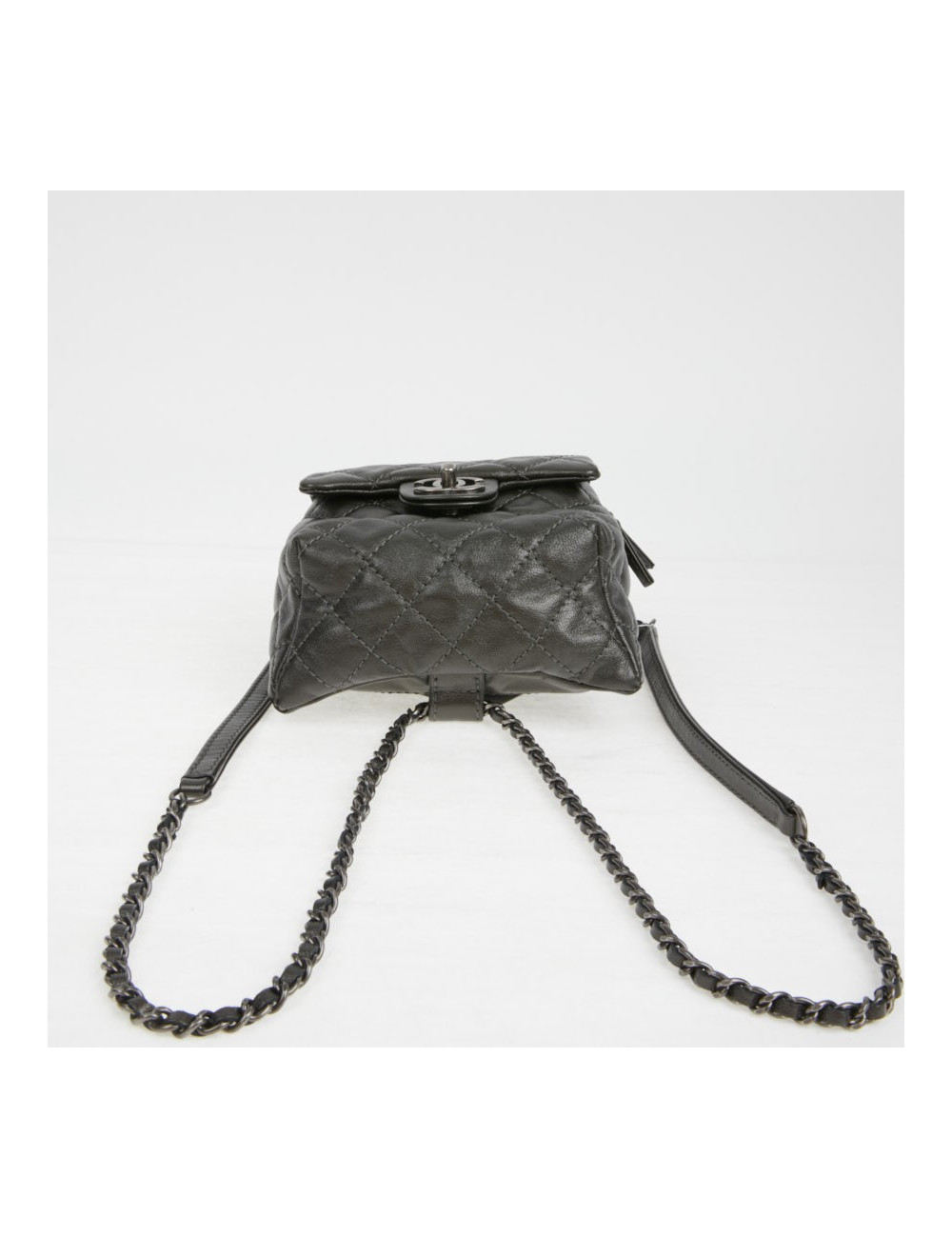 Mini sac à dos CHANEL cuir gris anthracite 