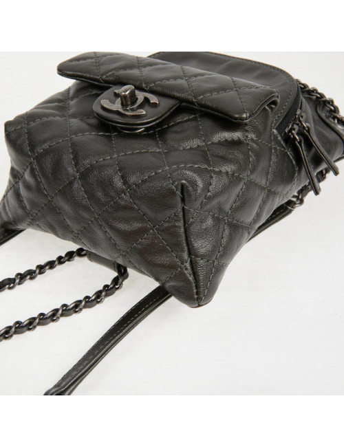 Mini sac à dos CHANEL cuir gris anthracite 