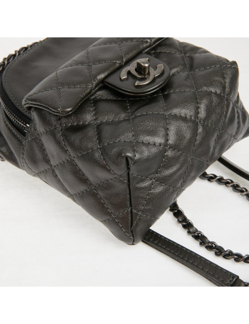 Mini sac à dos CHANEL cuir gris anthracite 