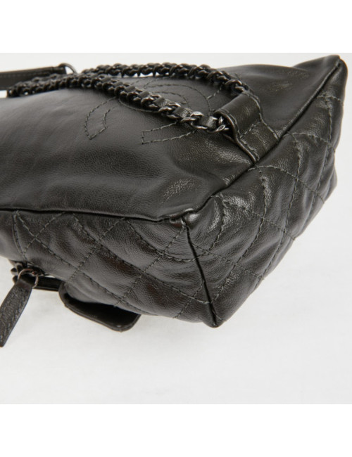 Mini sac à dos CHANEL cuir gris anthracite 