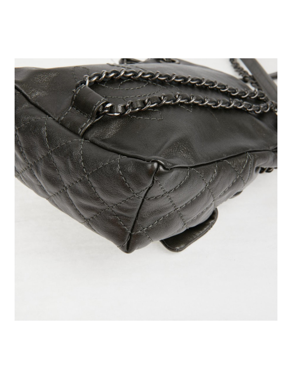 Mini sac à dos CHANEL cuir gris anthracite 