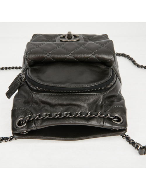 Mini sac à dos CHANEL cuir gris anthracite 