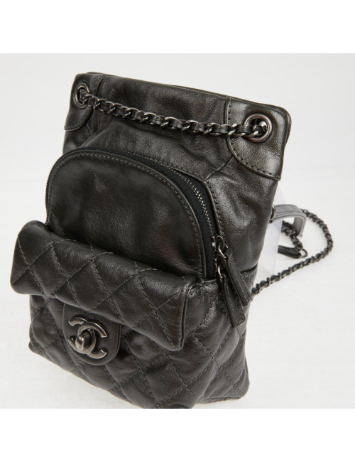 Mini sac à dos CHANEL cuir gris anthracite 