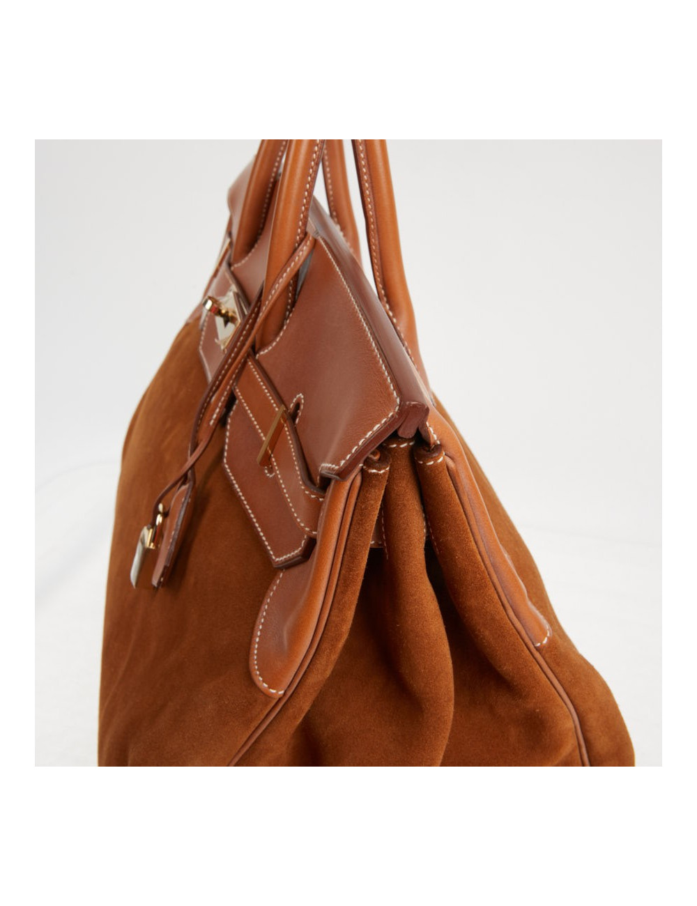 Sac Hermes Grizzly Birkin 40 bi-matière gold