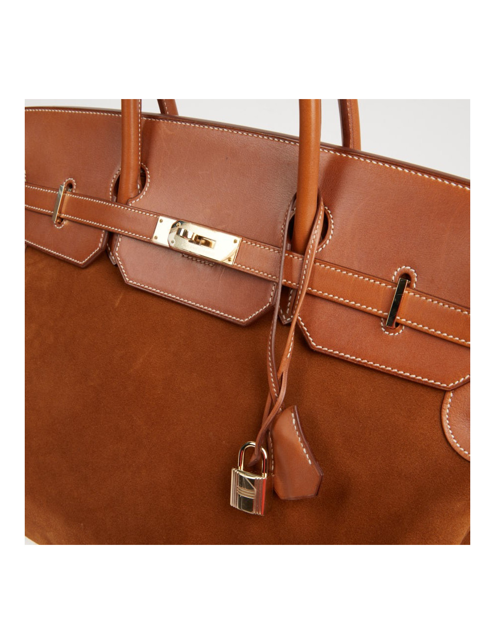 Sac Hermes Grizzly Birkin 40 bi-matière gold