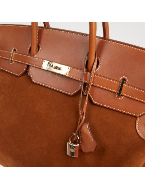 Sac Hermes Grizzly Birkin 40 bi-matière gold