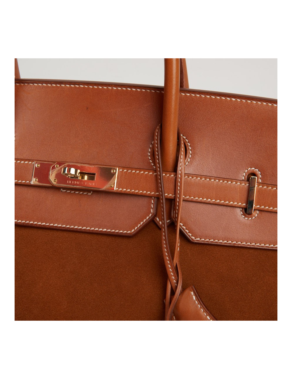 Sac Hermes Grizzly Birkin 40 bi-matière gold