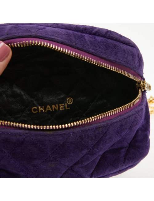 Ceinture banane CHANEL velours violet Vintage