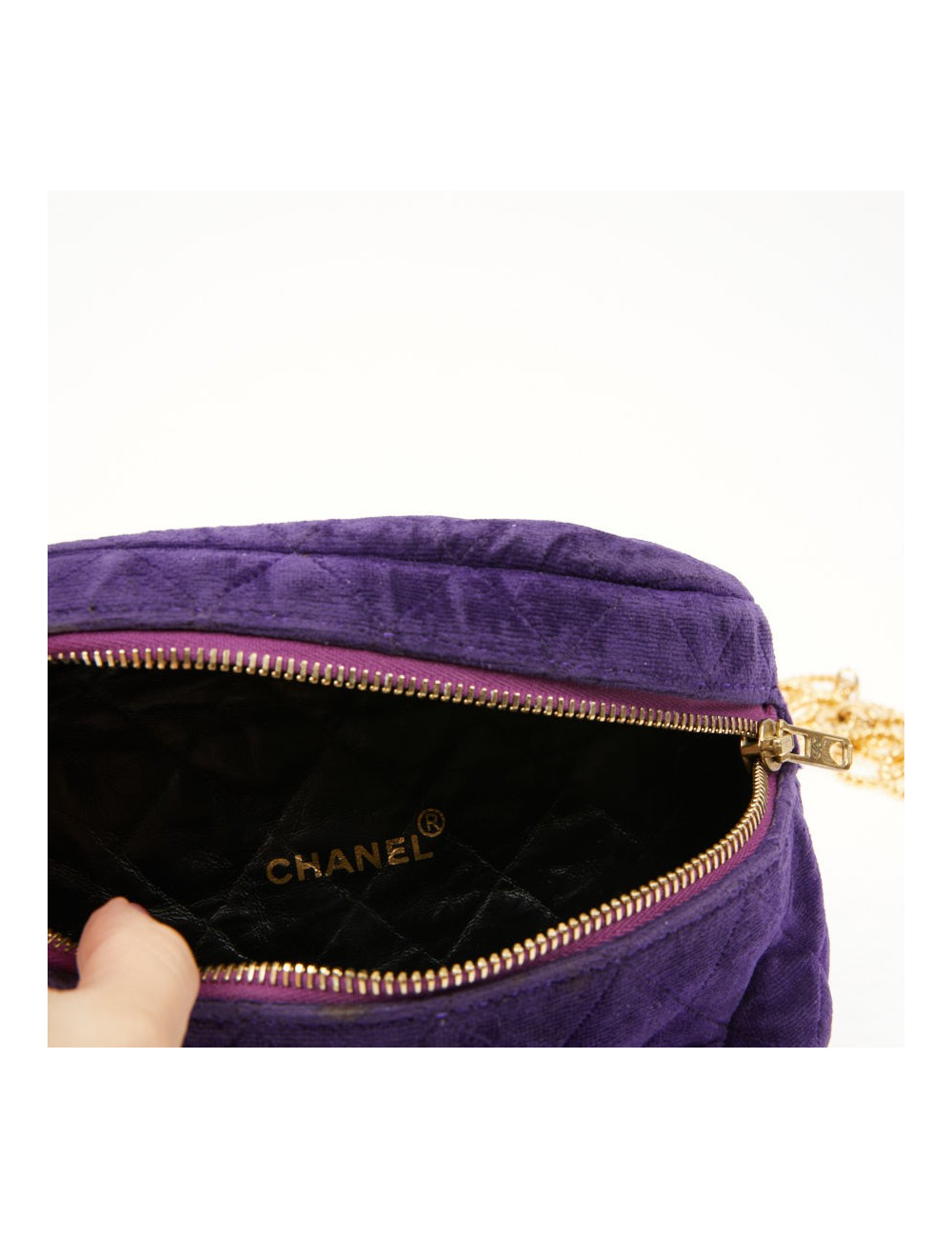Ceinture banane CHANEL velours violet Vintage