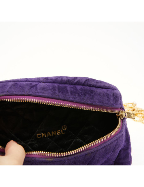 Ceinture banane CHANEL velours violet Vintage