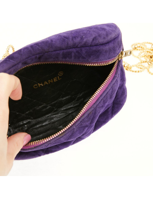 Ceinture banane CHANEL velours violet Vintage
