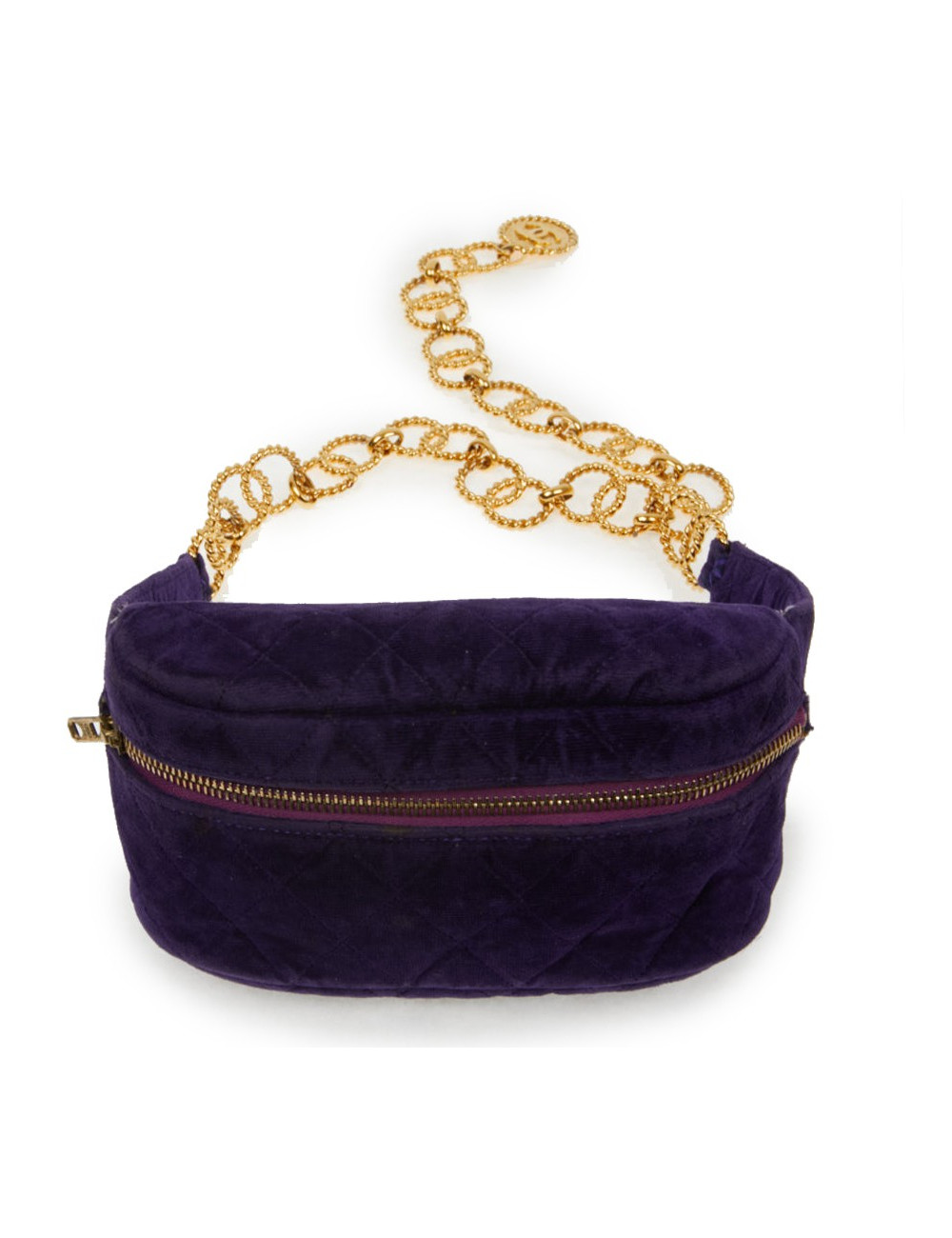 Ceinture banane CHANEL velours violet Vintage