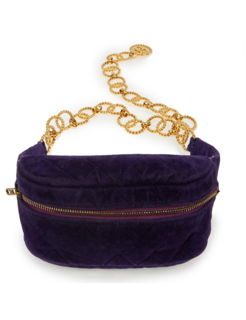 Ceinture banane CHANEL velours violet Vintage