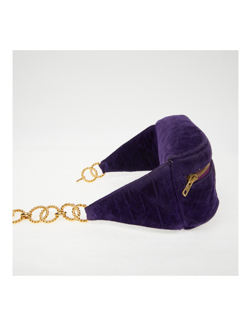 Ceinture banane CHANEL velours violet Vintage