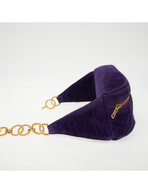 Ceinture banane CHANEL velours violet Vintage