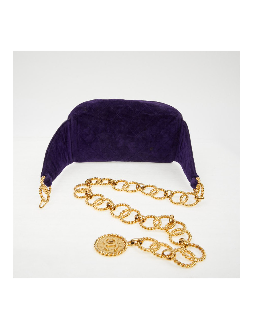 Ceinture banane CHANEL velours violet Vintage