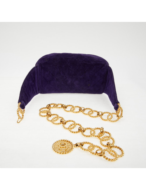 Ceinture banane CHANEL velours violet Vintage