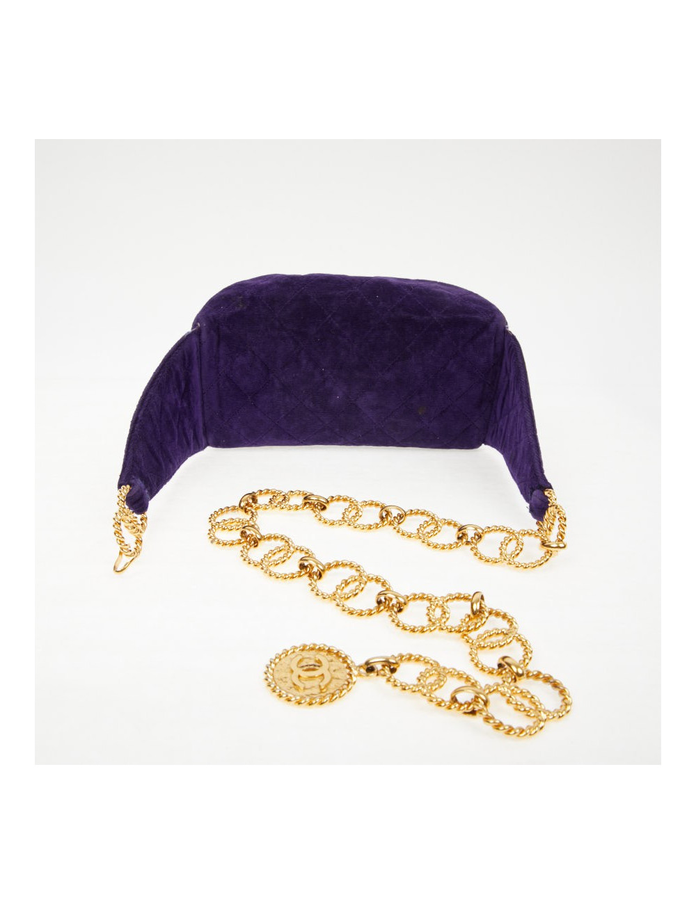 Ceinture banane CHANEL velours violet Vintage