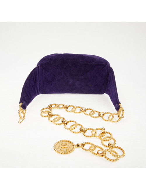 Ceinture banane CHANEL velours violet Vintage