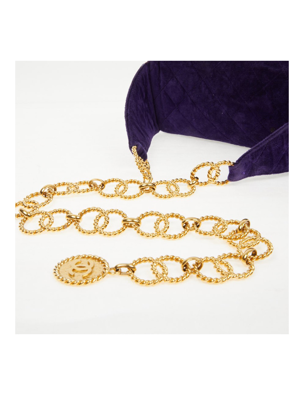 Ceinture banane CHANEL velours violet Vintage