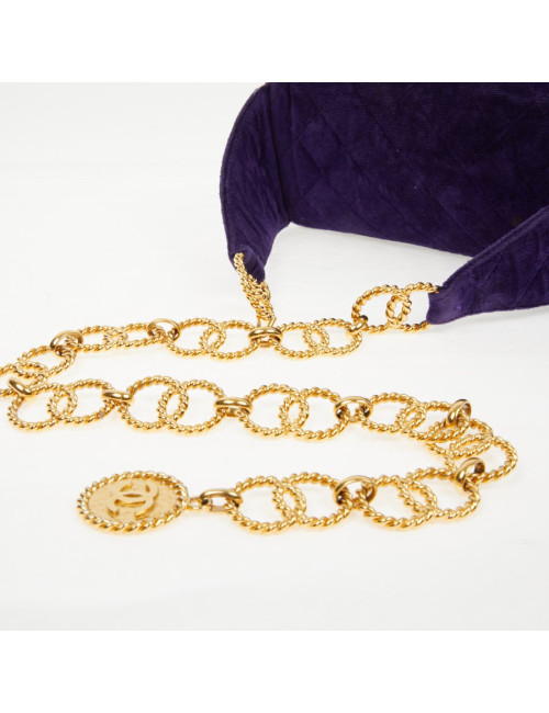 Ceinture banane CHANEL velours violet Vintage