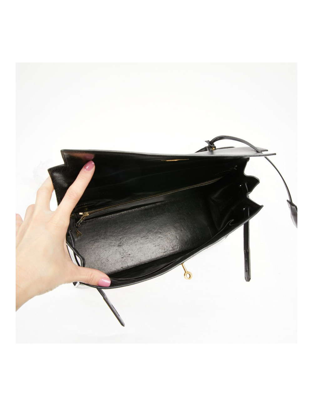  Sac cuir box noir HERMES Kelly 32