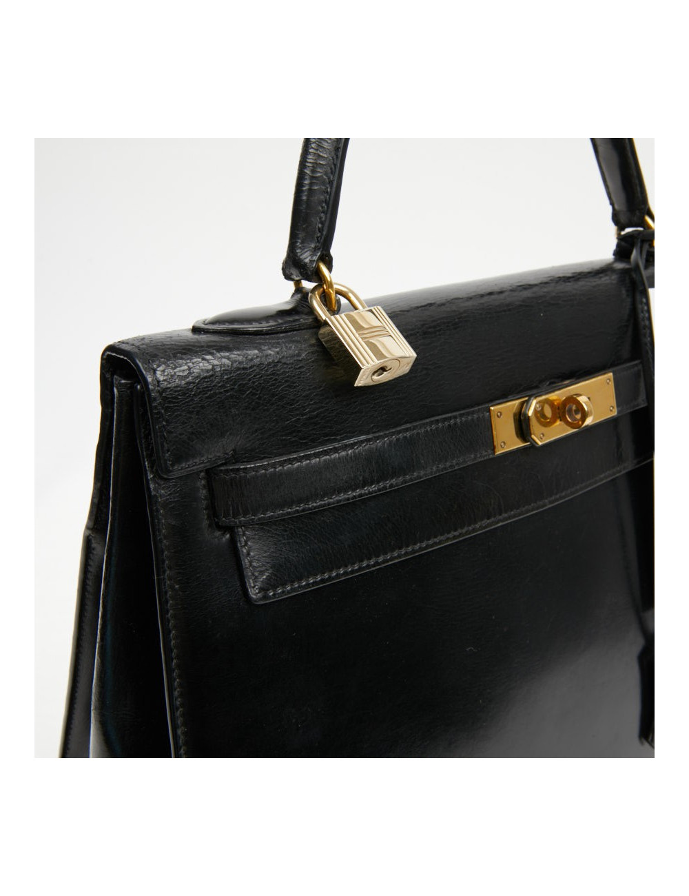  Sac cuir box noir HERMES Kelly 32