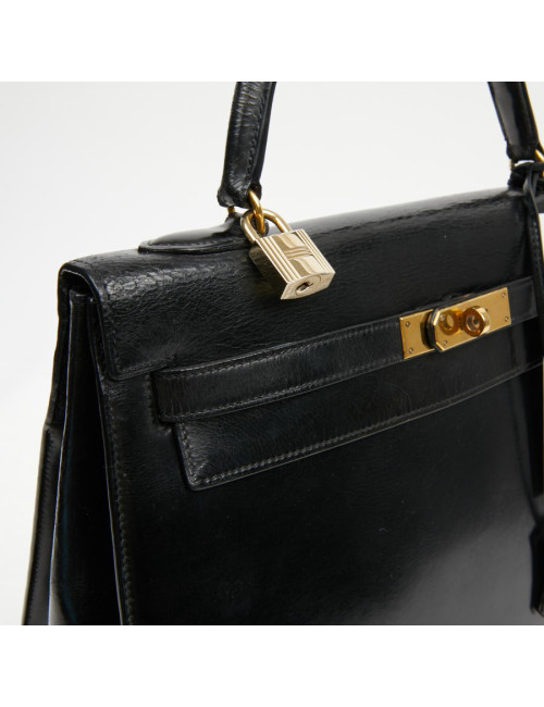  Sac cuir box noir HERMES Kelly 32