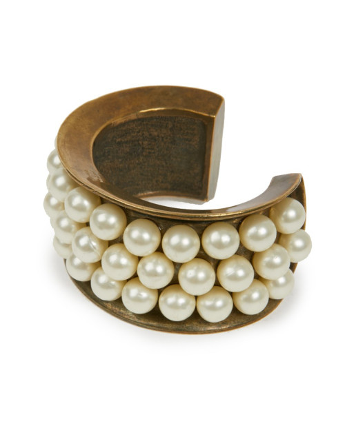 Manchette CHANEL rigide perles nacrées