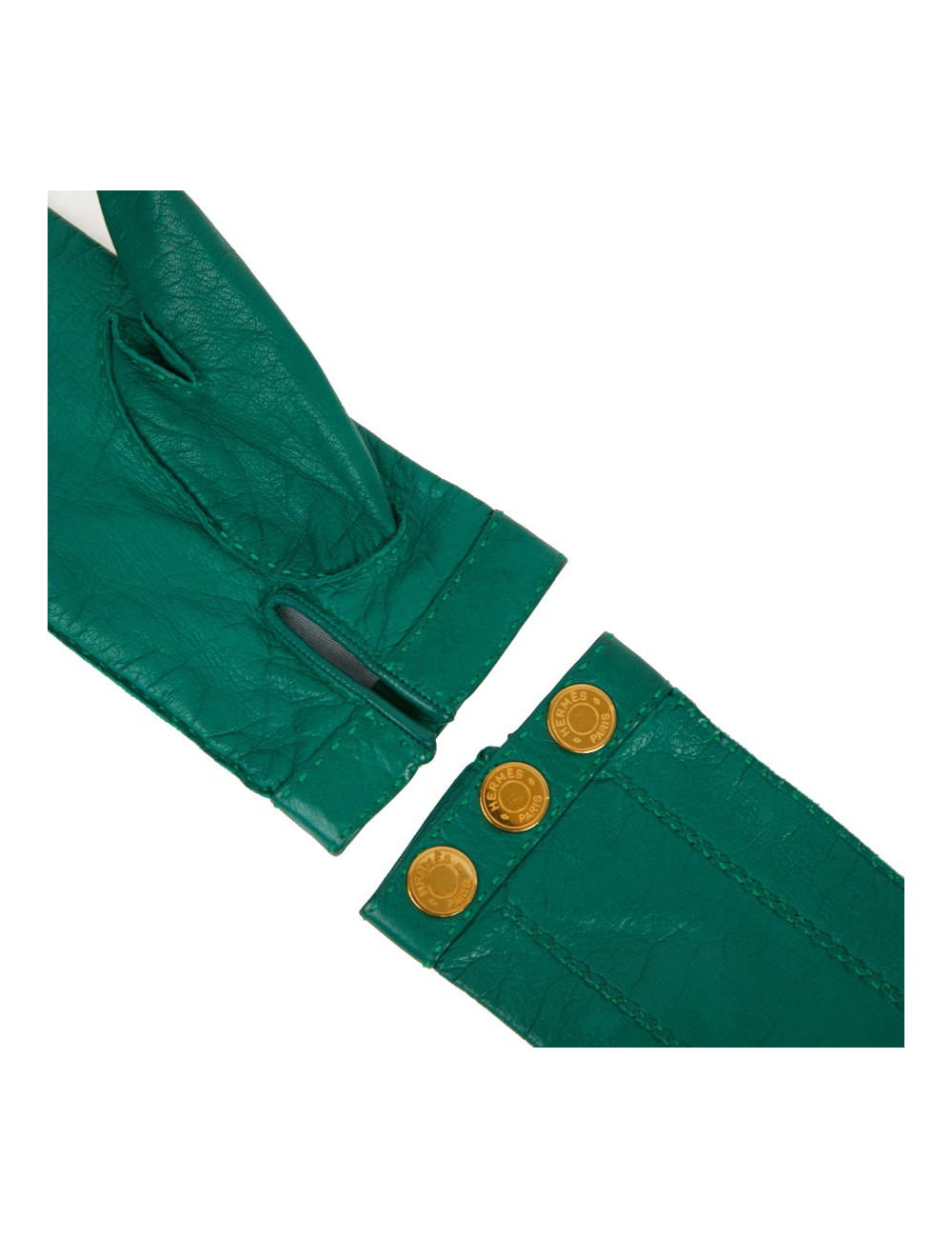 HERMES green lambskin gloves