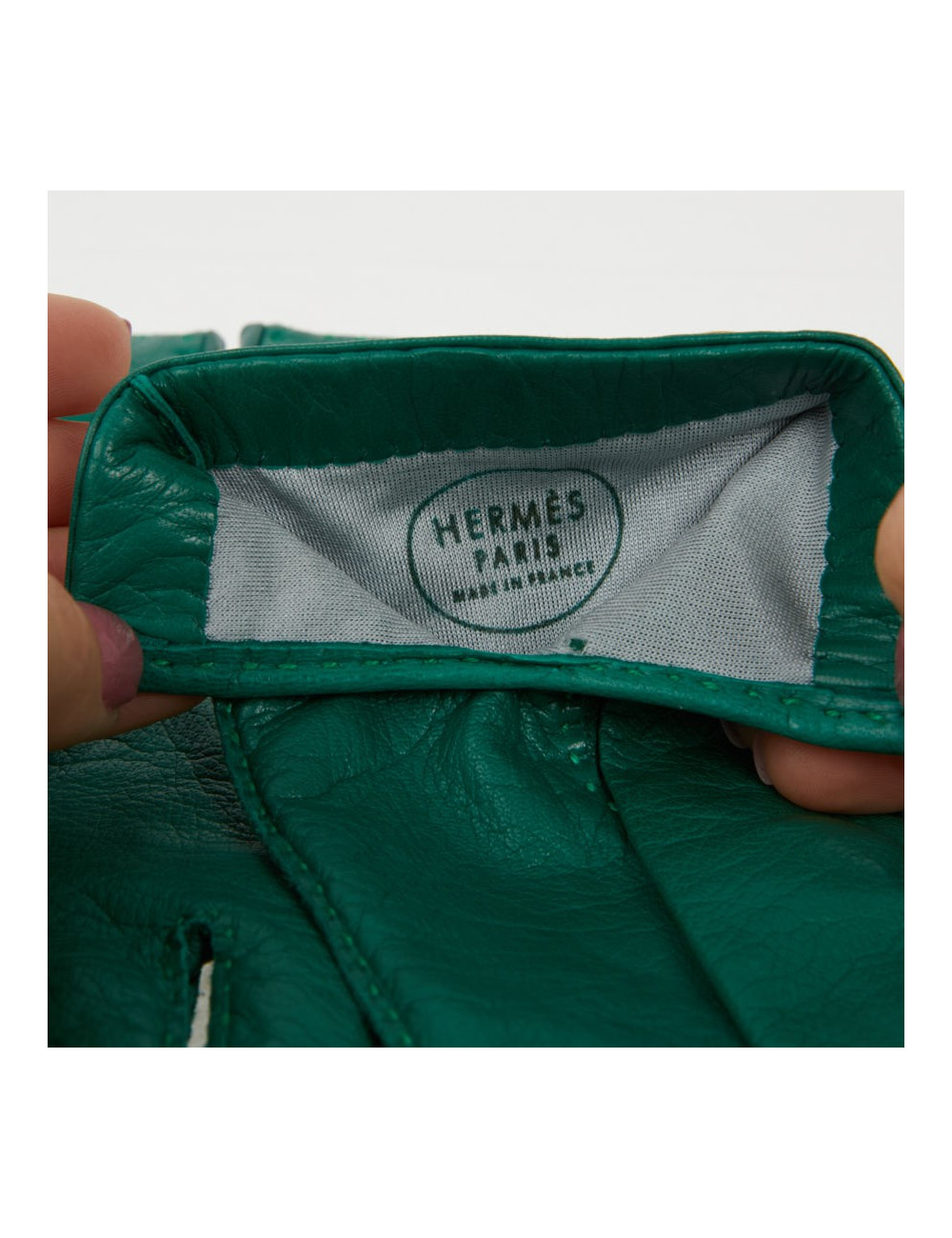 HERMES green lambskin gloves