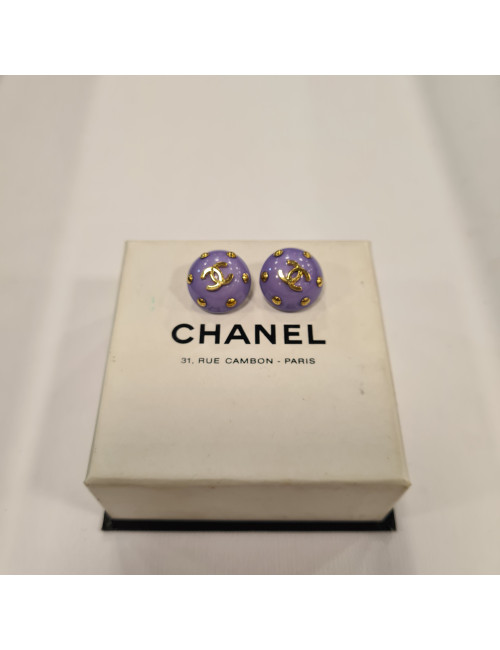 CHANEL clips perles mauve Vintage