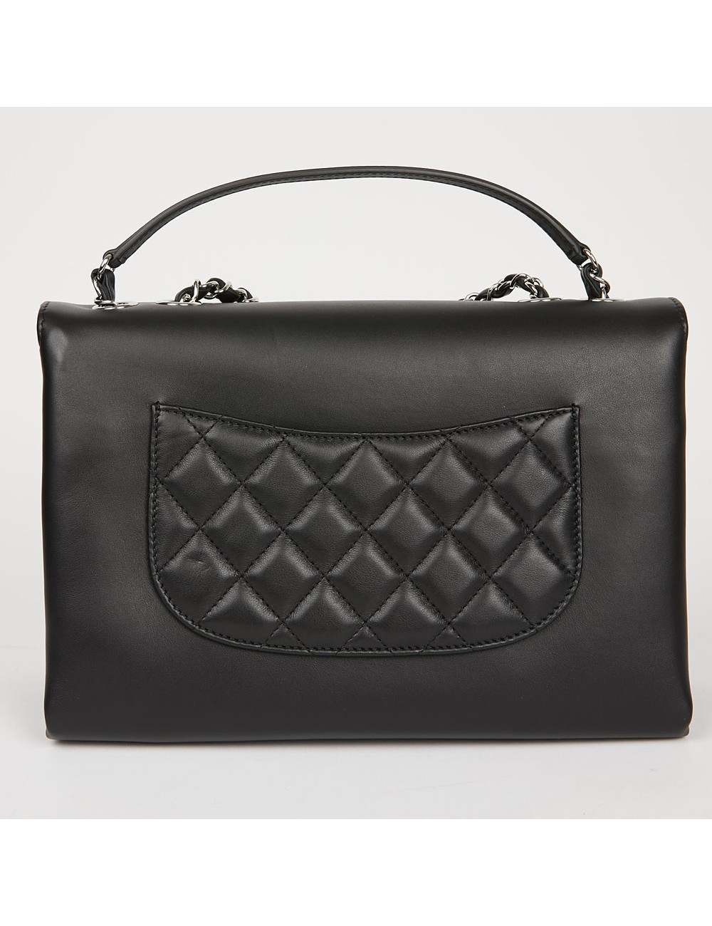 Sac à main CHANEL cuir lisse et matelassé noir