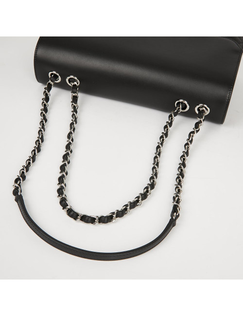 Sac à main CHANEL cuir lisse et matelassé noir