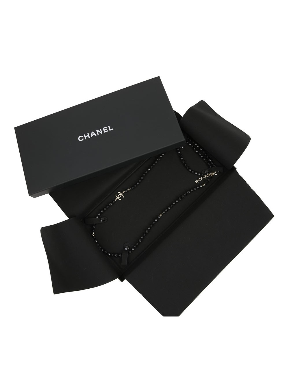 Sautoir CHANEL perles noires