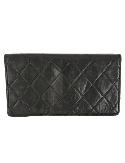 Porte monnaie CHANEL cuir noir 
