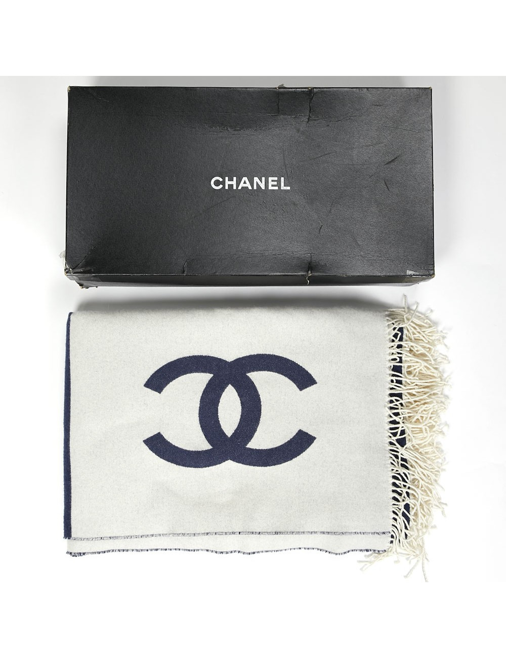 Plaid CHANEL bicolore laine et cachemire