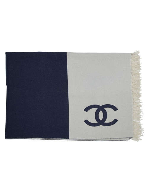 Plaid CHANEL bicolore laine et cachemire