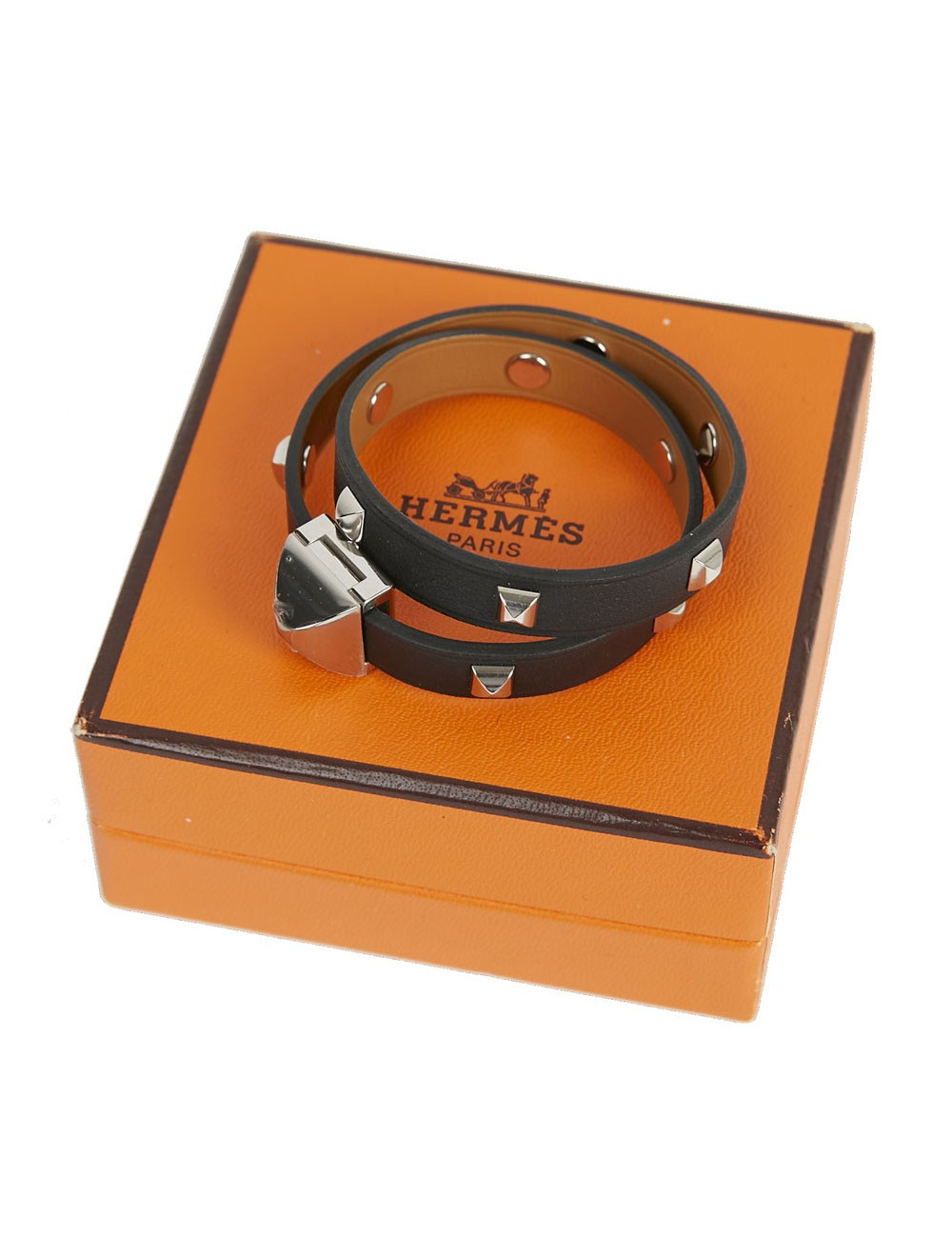 Bracelet cuir Medor Infini clouté double tour