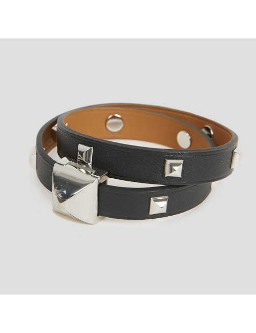 Bracelet cuir Medor Infini clouté double tour